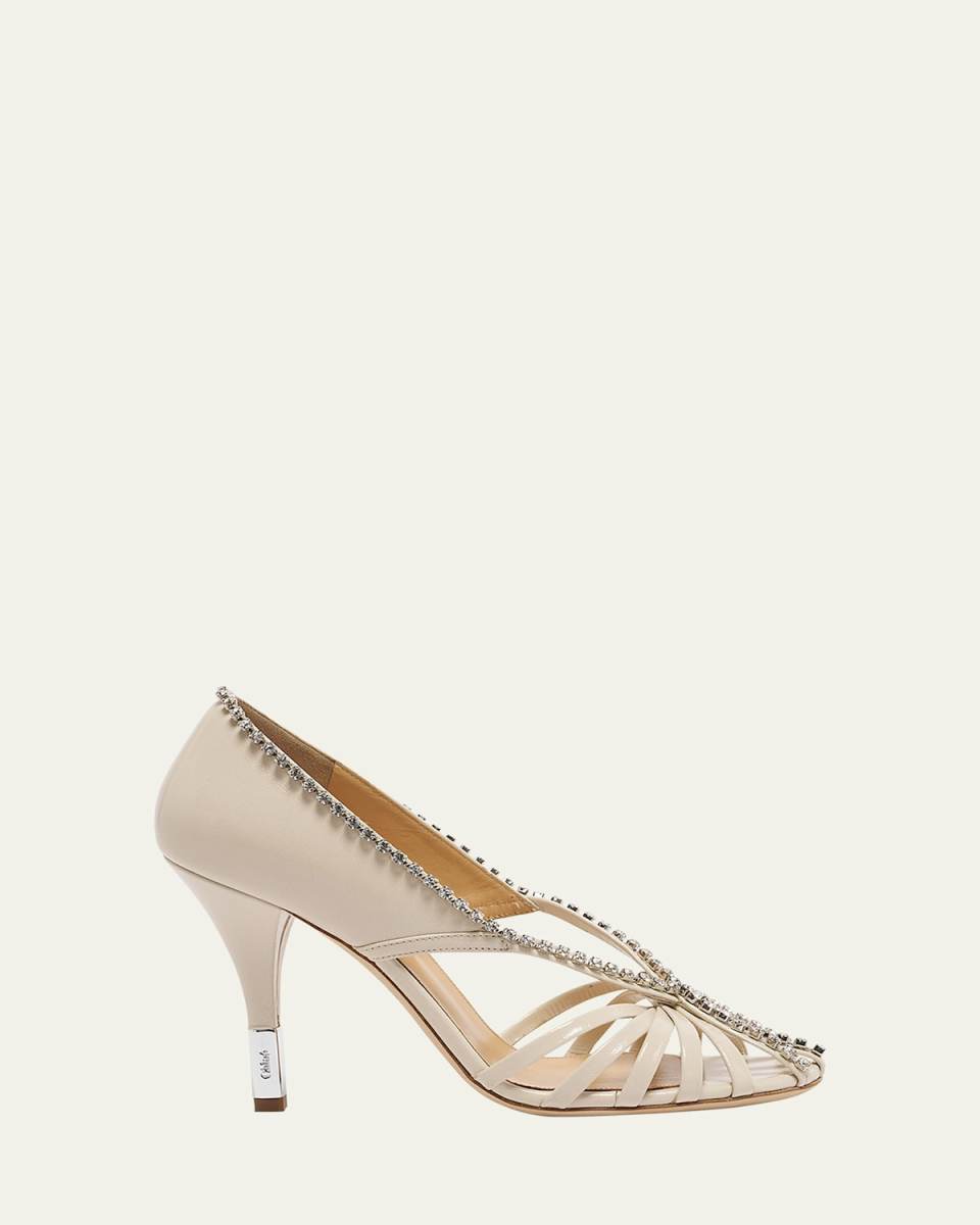 Leonie Strass Caged Leather Pumps